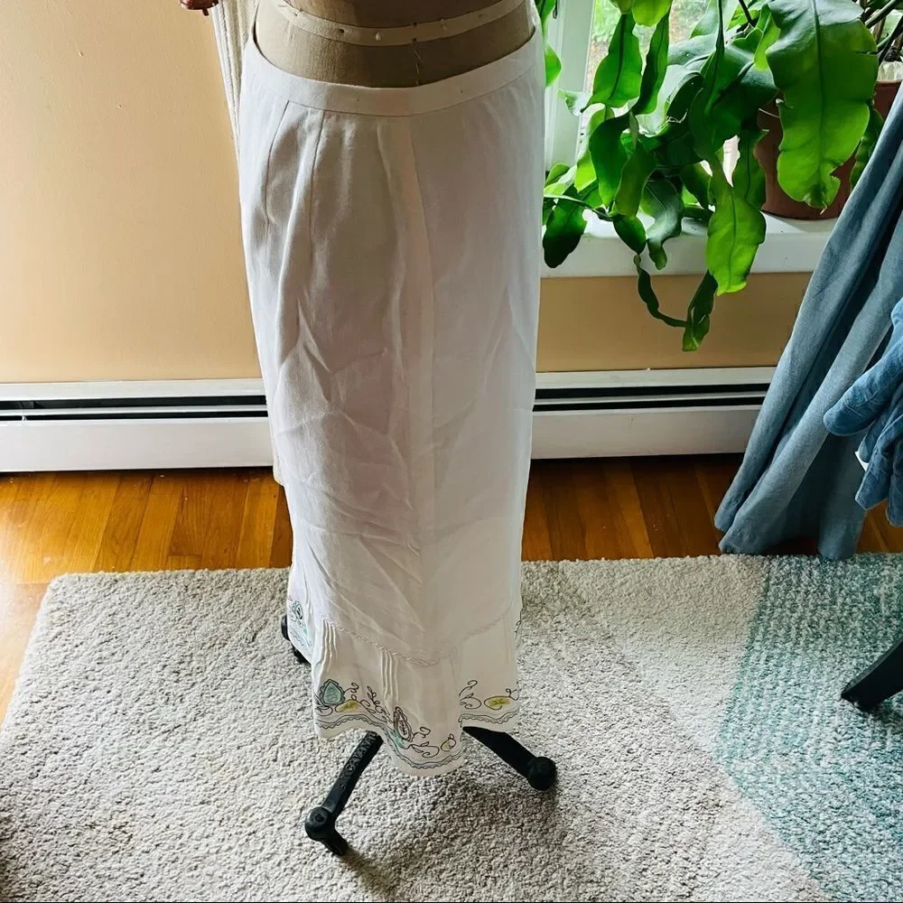 LOFT | long linen embroidered bottom skirt 2P - Picture 7 of 7